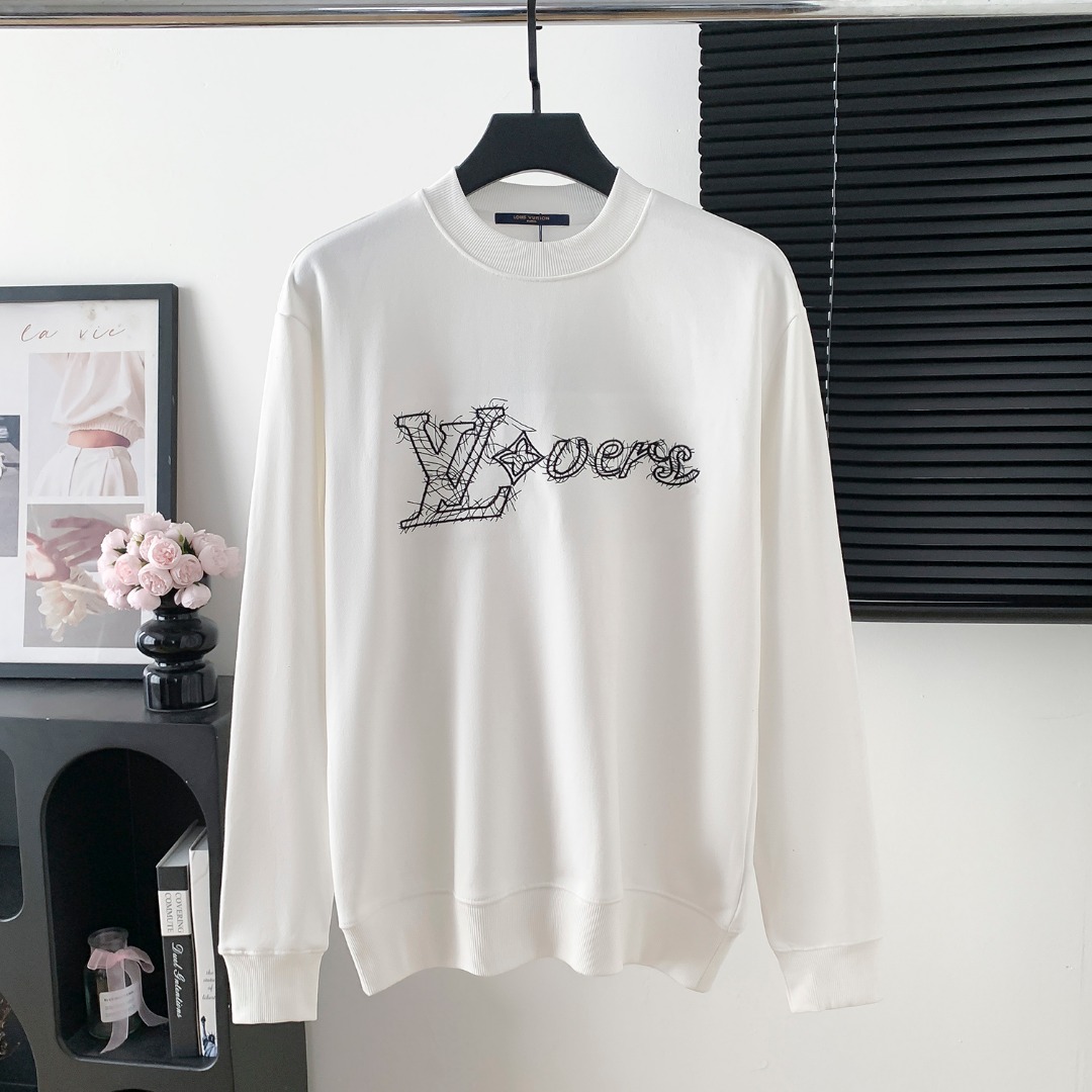 LV 루이비통 대형 로고 자수 라운드넥 맨투맨 티셔츠 의류