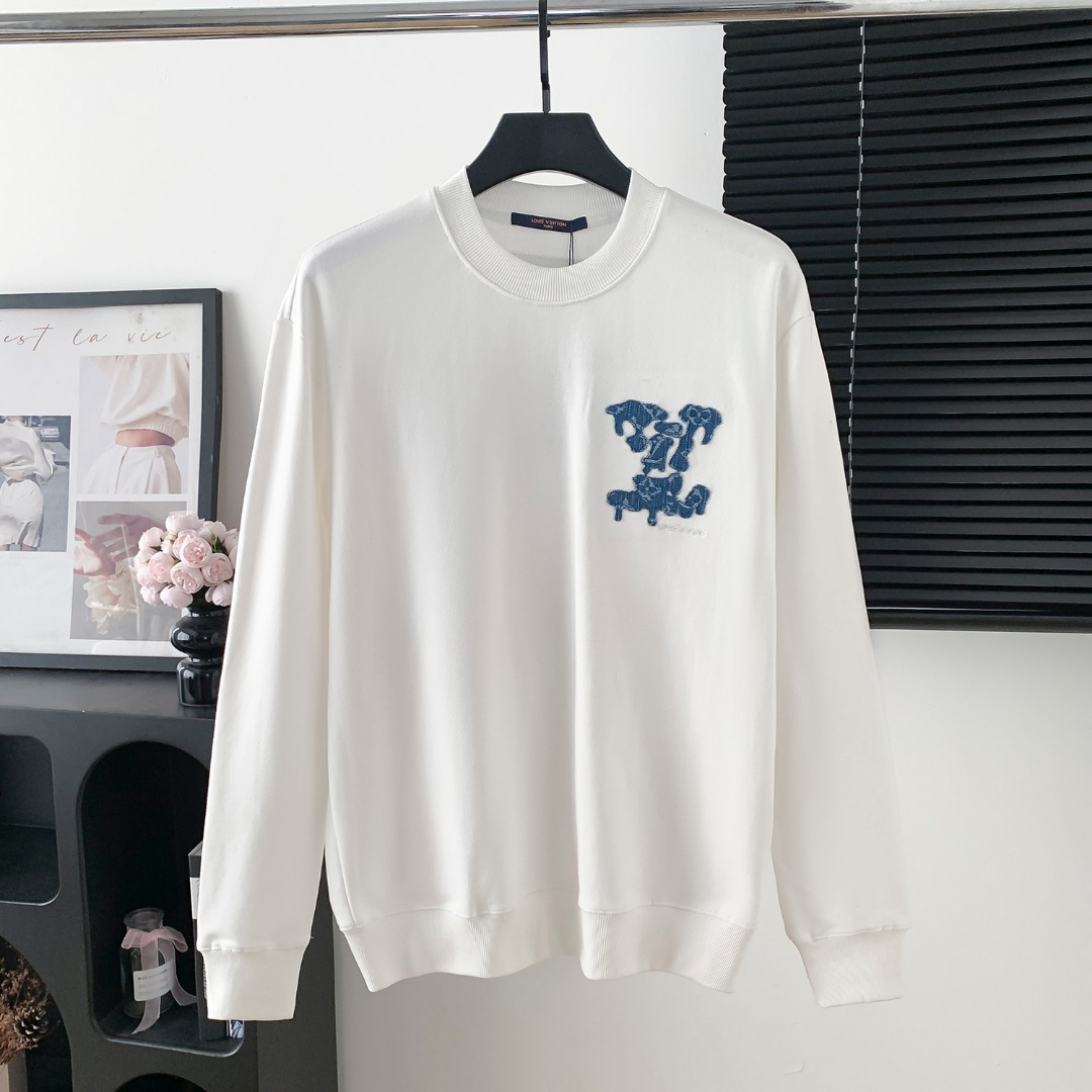 LV 루이비통 대형 로고 자수 라운드넥 맨투맨 티셔츠 의류
