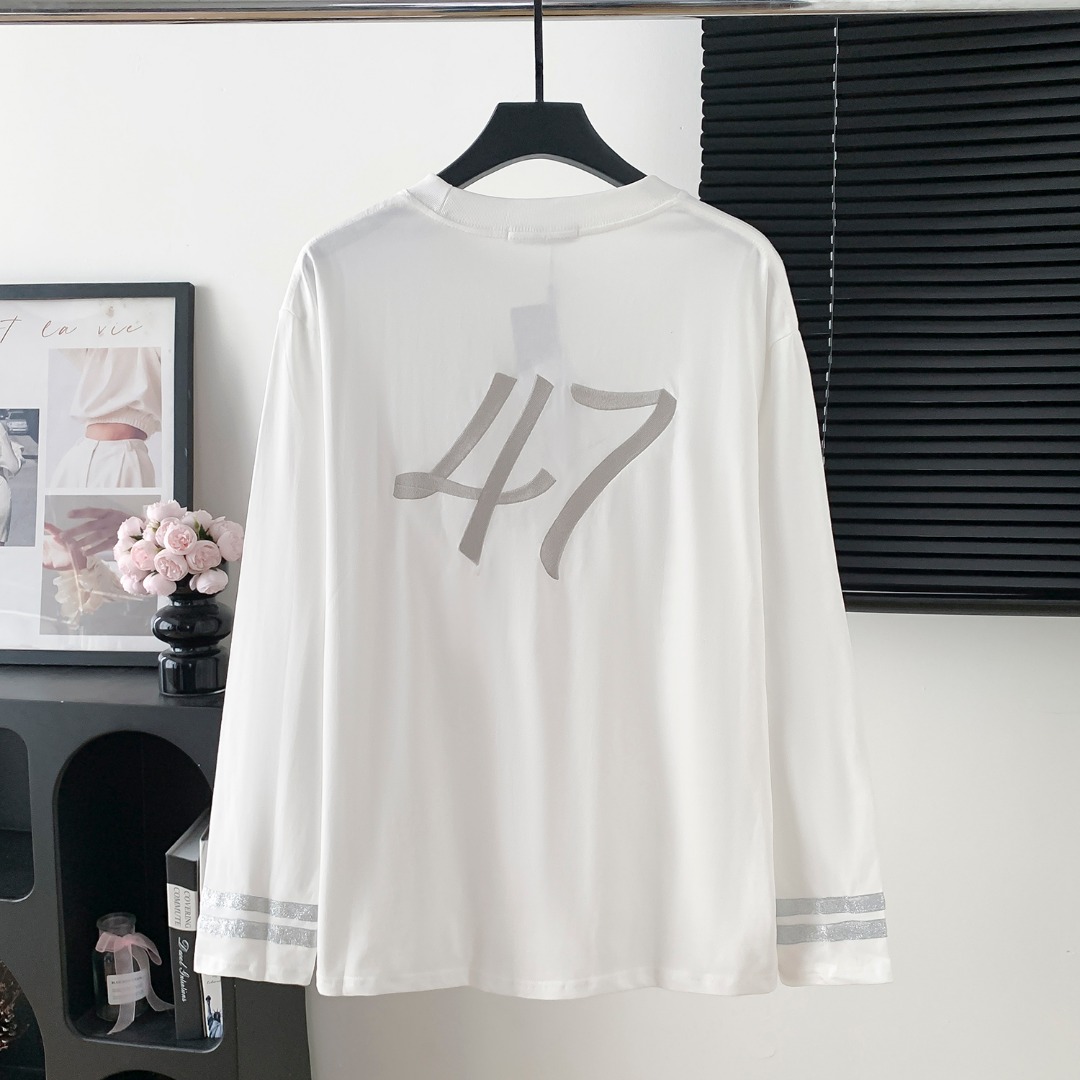 Dior CD 디올 자수 레터링 긴팔 티셔츠 의류