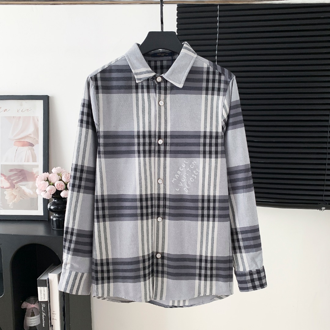 LV 루이비통 체크 플란넬 배색 셔츠 의류