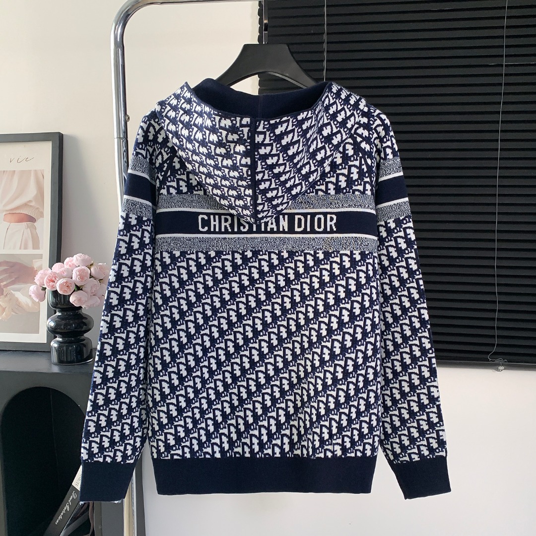 DIOR CD 디올 풀로고 자카드 후드 집업 자켓 재킷 의류