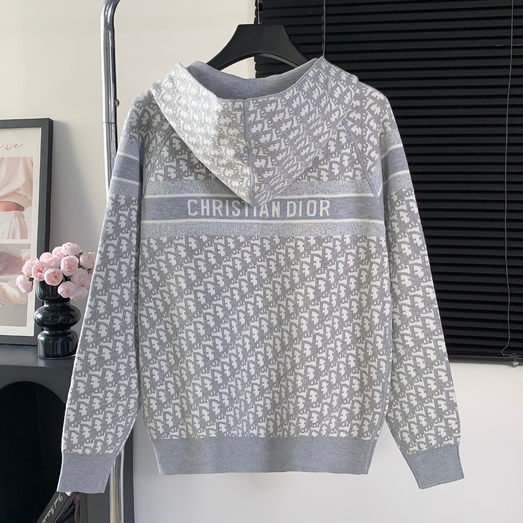DIOR CD 디올 풀로고 자카드 후드 집업 자켓 재킷 의류