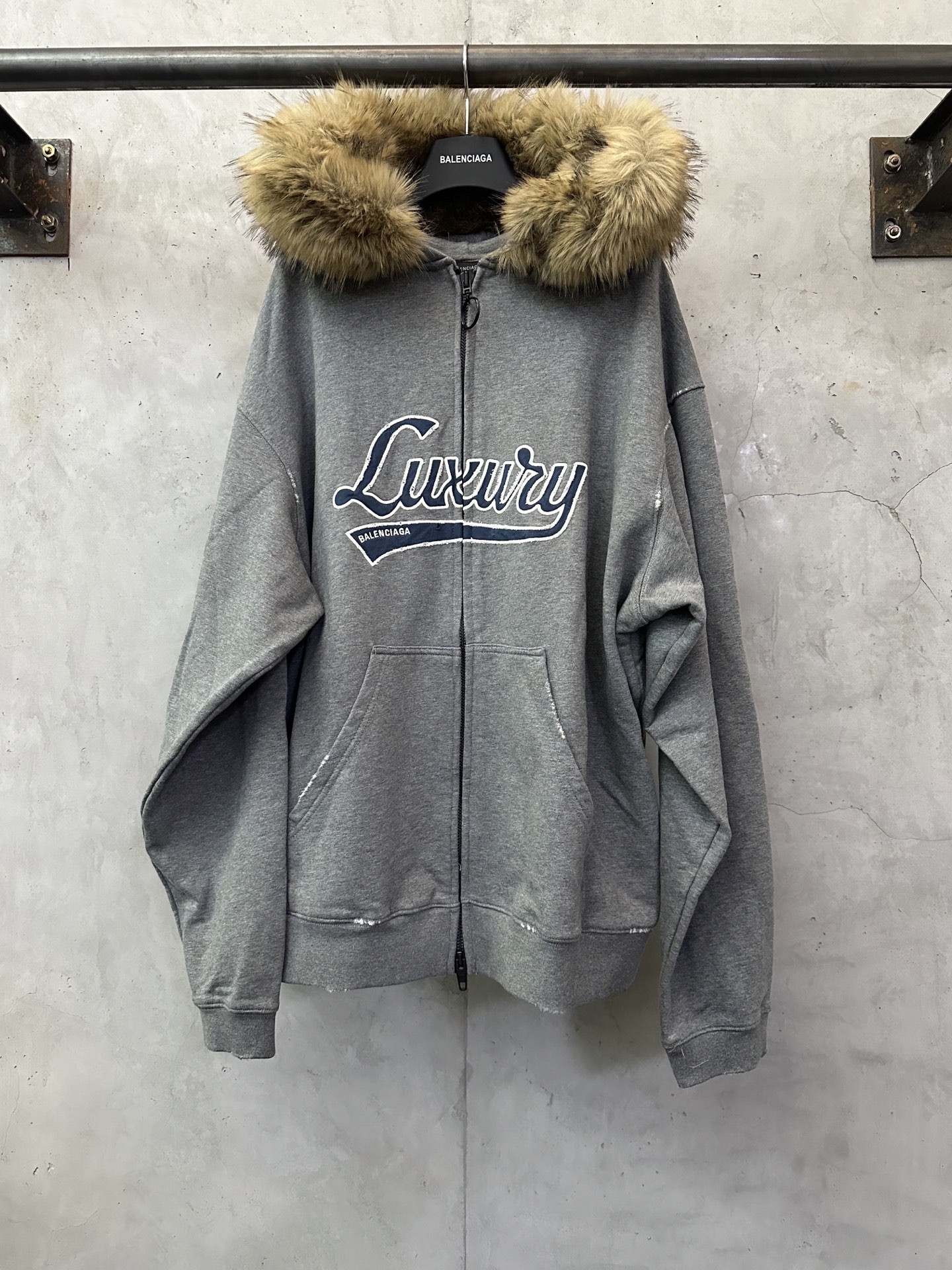 Balenciaga 발렌시아가 퍼 카라 지퍼 후드 집업 자켓 재킷 의류