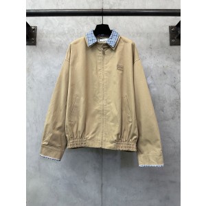 MIUMIU 미우미우 체크 배색 지퍼 롱슬리브 재킷 자켓 의류