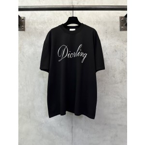 Dior CD 디올 클래식 로고 글리터 헤비 코튼 반팔 티셔츠 의류