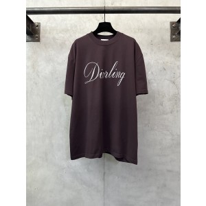 Dior CD 디올 클래식 로고 글리터 헤비 코튼 반팔 티셔츠 의류