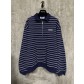 MiuMiu 미우미우 스트라이프 자수 반지퍼 하프 집업 폴로 셔츠 긴팔 티셔츠 의류