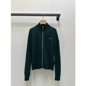 miumiu 미우미우 딥그린 니트 집업 하이넥 울 가디건 자켓 의류