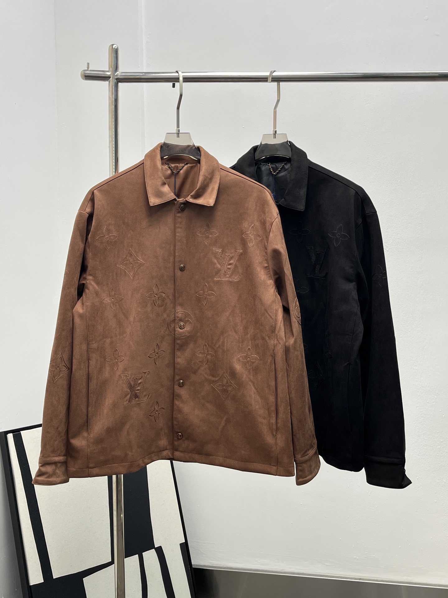 LV 루이비통 자수 스웨이드 가죽 셔츠형 재킷 자켓 의류