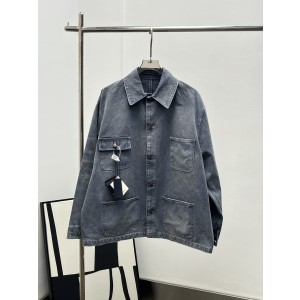 Prada 프라다 워싱 아이스블루 4포켓 데님 워크 재킷 자켓 의류