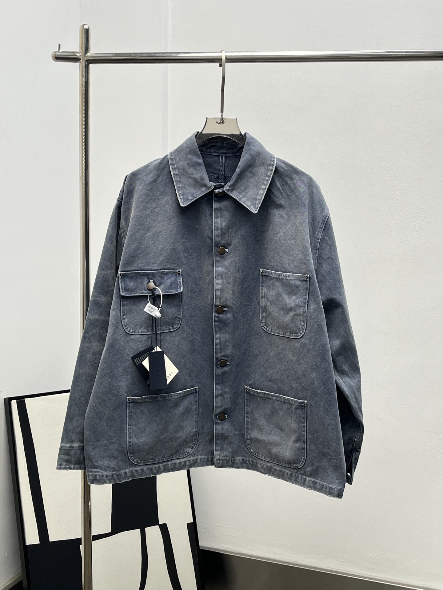 Prada 프라다 워싱 아이스블루 4포켓 데님 워크 재킷 자켓 의류