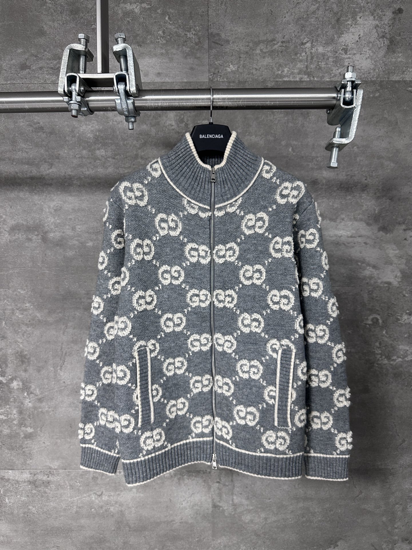 Gucci / 구찌 노티드 울 스티치 풀 프린트 더블 G 집업 자켓 재킷 의류