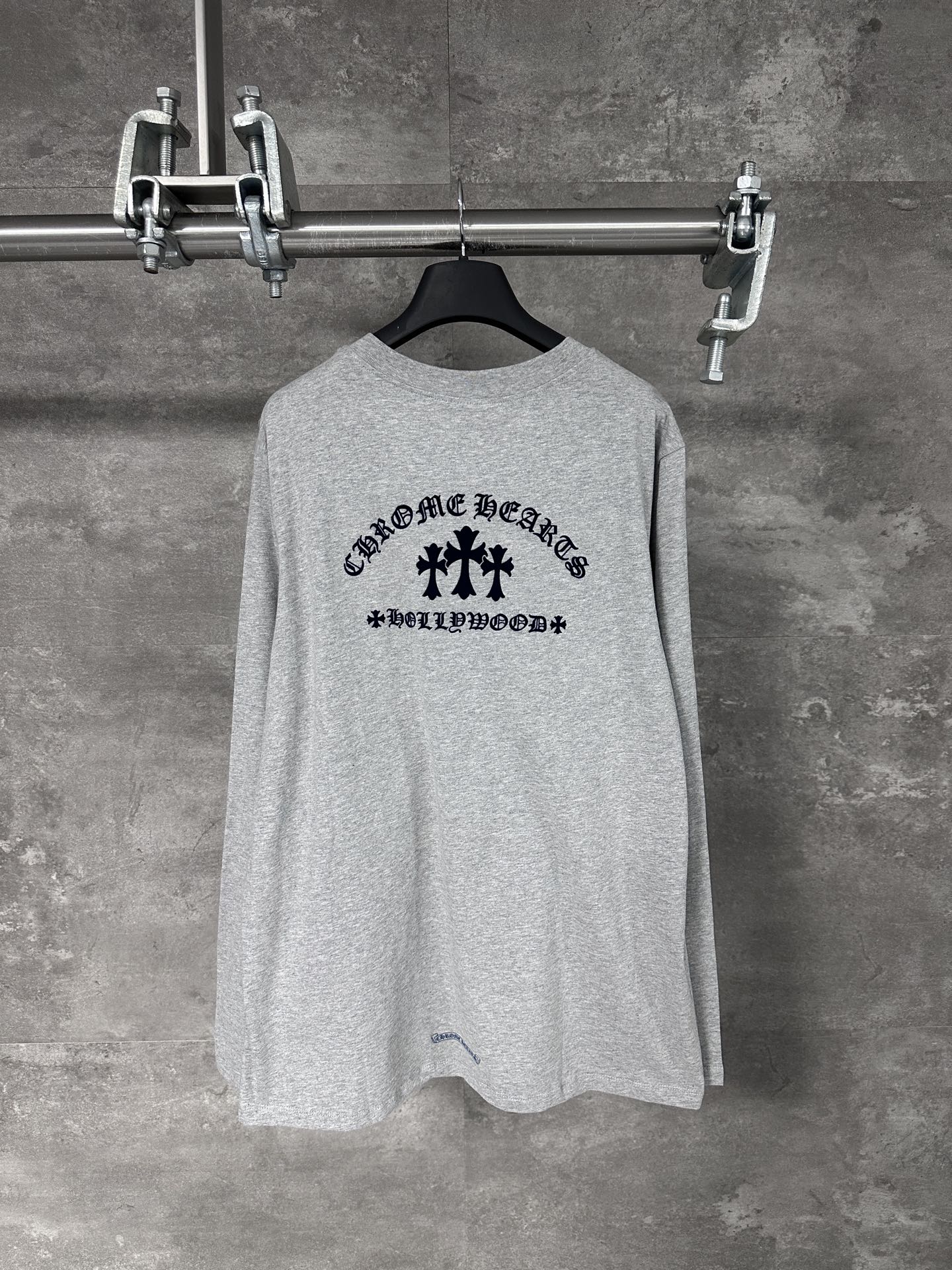 Chrome Hearts / 크롬하츠 CH 블랙 벨벳 크로스 라운드넥 긴팔 티셔츠 의류