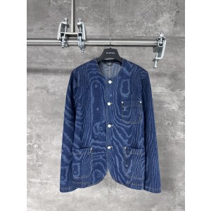 LV / 루이비통 픽셀 트리 패턴 넥리스 데님 자켓 재킷 의류