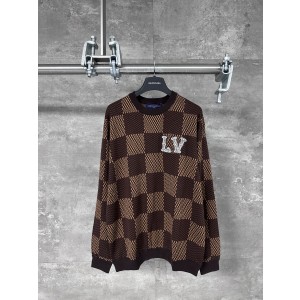 LV 루이비통 모자이크 체커보드 스터드 니트 긴팔 의류