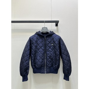 PRADA 프라다 다이아몬드 퀼팅 후드 패딩 집업 자켓 재킷 의류
