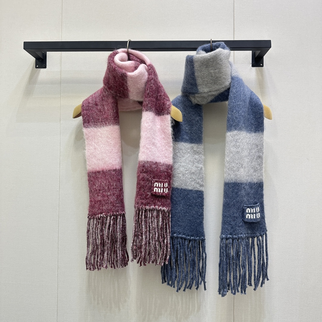 MiuMiu 미우미우 마헤어 울 블렌드 캐시미어 스카프 목도리