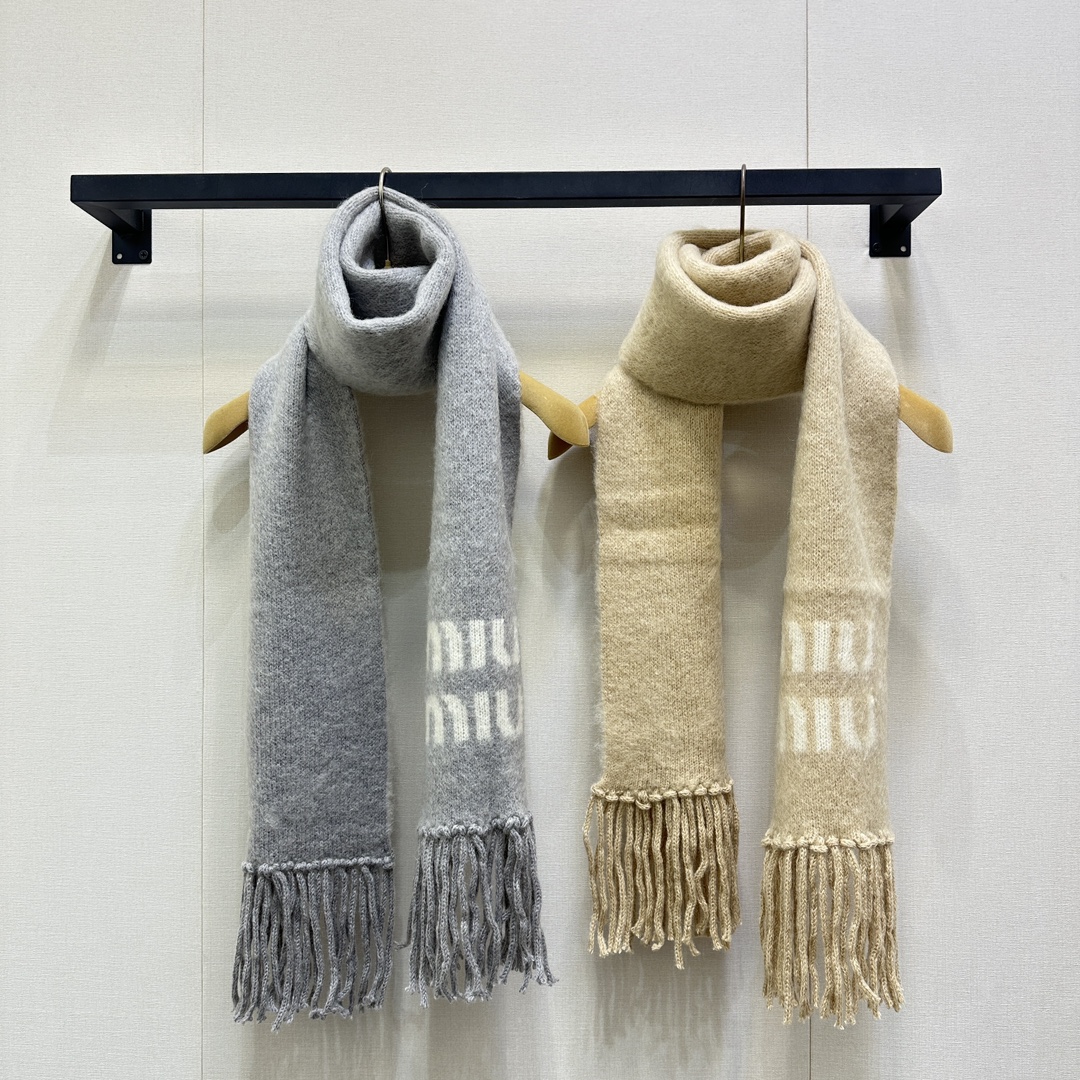 MiuMiu 미우미우 마헤어 울 블렌드 캐시미어 스카프 목도리