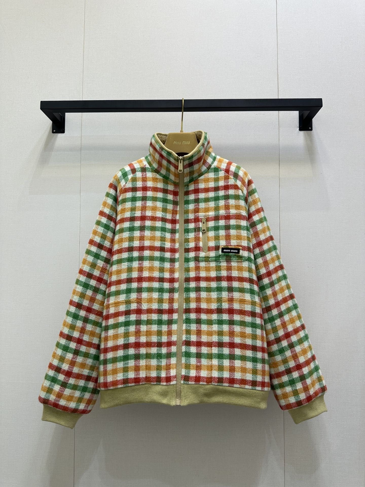 MiuMiu 미우미우 체크 셰어링 카라 자켓 재킷 의류