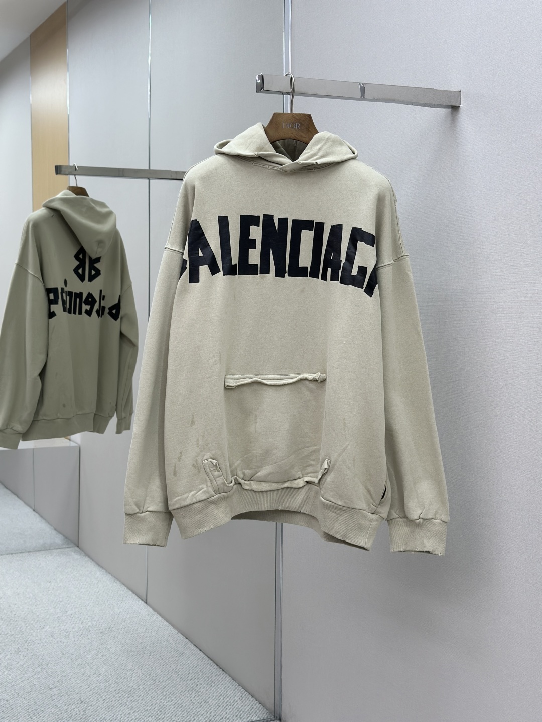BALENCIAGA 발렌시아가 오트밀 테이프 후드티 의류