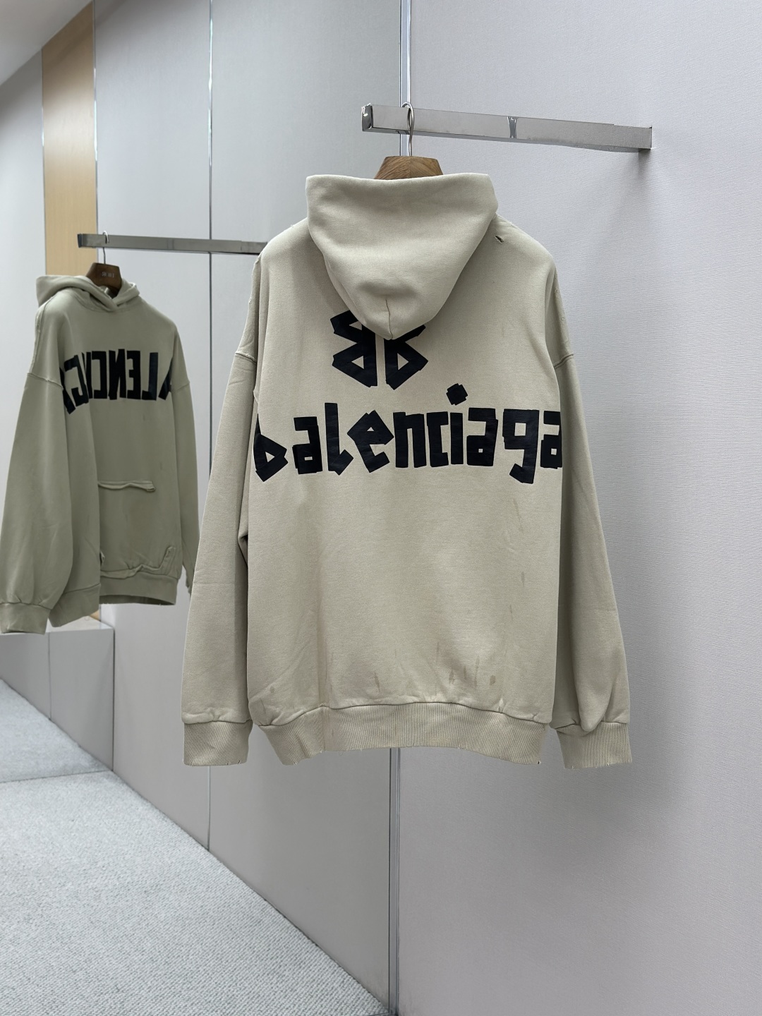 BALENCIAGA 발렌시아가 오트밀 테이프 후드티 의류