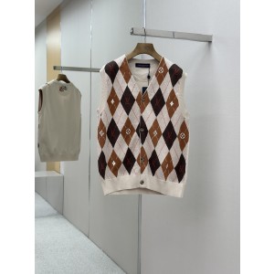 LV LOUIS VUITTON 루이비통 다이아몬드 패턴 자카드 니트 조끼 의류