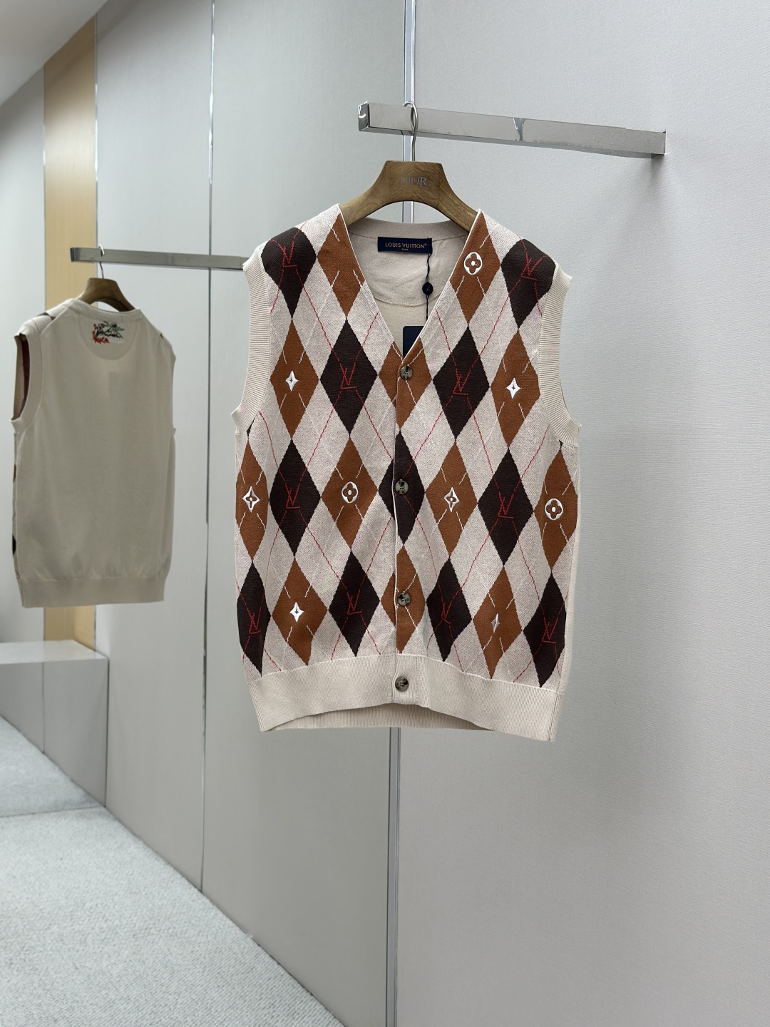 LV LOUIS VUITTON 루이비통 다이아몬드 패턴 자카드 니트 조끼 의류