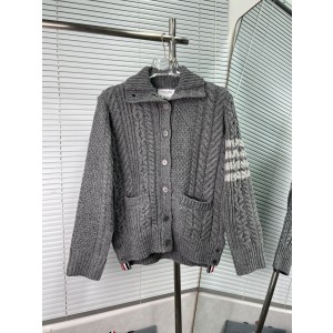 Thom Browne 톰브라운 그레이 스트라이프 케이블 니트 가디건 의류