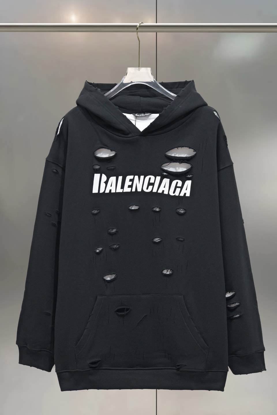 Balenciaga 발렌시아가 아트 프린트 더블 레이어 디스트로이드 후드티 의류