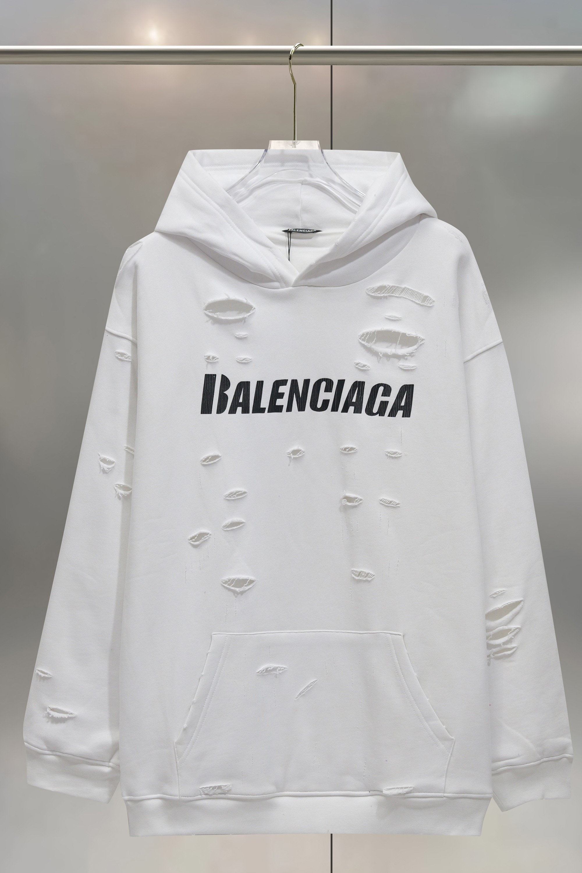 Balenciaga 발렌시아가 아트 프린트 더블 레이어 디스트로이드 후드티 의류