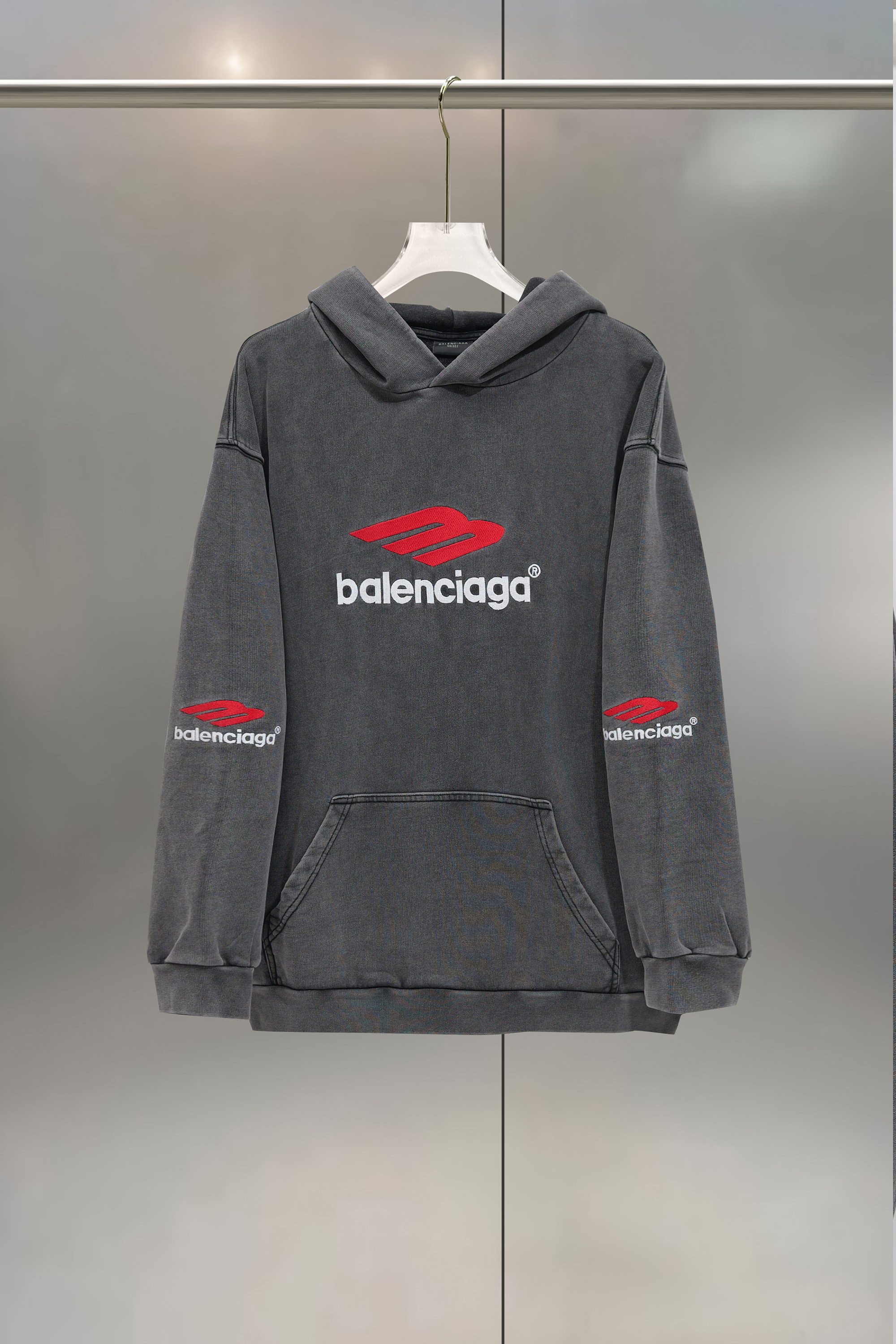 Balenciaga 발렌시아가 3B 로고 자수 워싱 후드티 의류