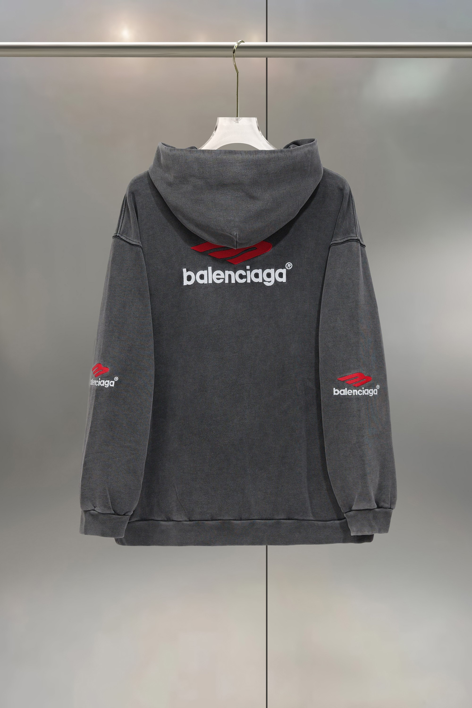 Balenciaga 발렌시아가 3B 로고 자수 워싱 후드티 의류