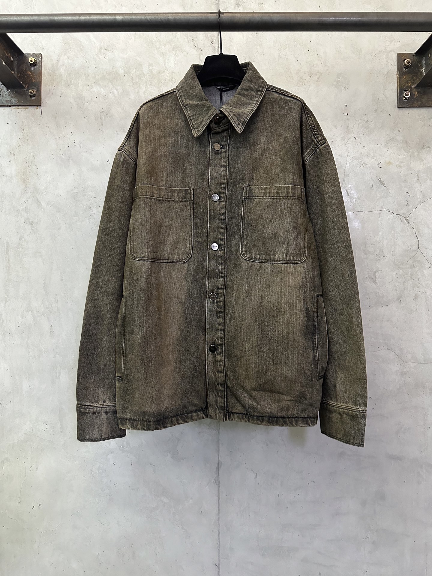 FENDI 펜디 번 카라 싱글 브레스티드 데님 셔츠형 재킷 자켓 의류