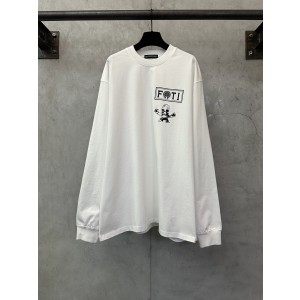 Chrome Hearts Foti CH 크롬하츠 시스템 블랙 컬러 패턴 라운드넥 롱슬리브 긴팔 티셔츠 의류