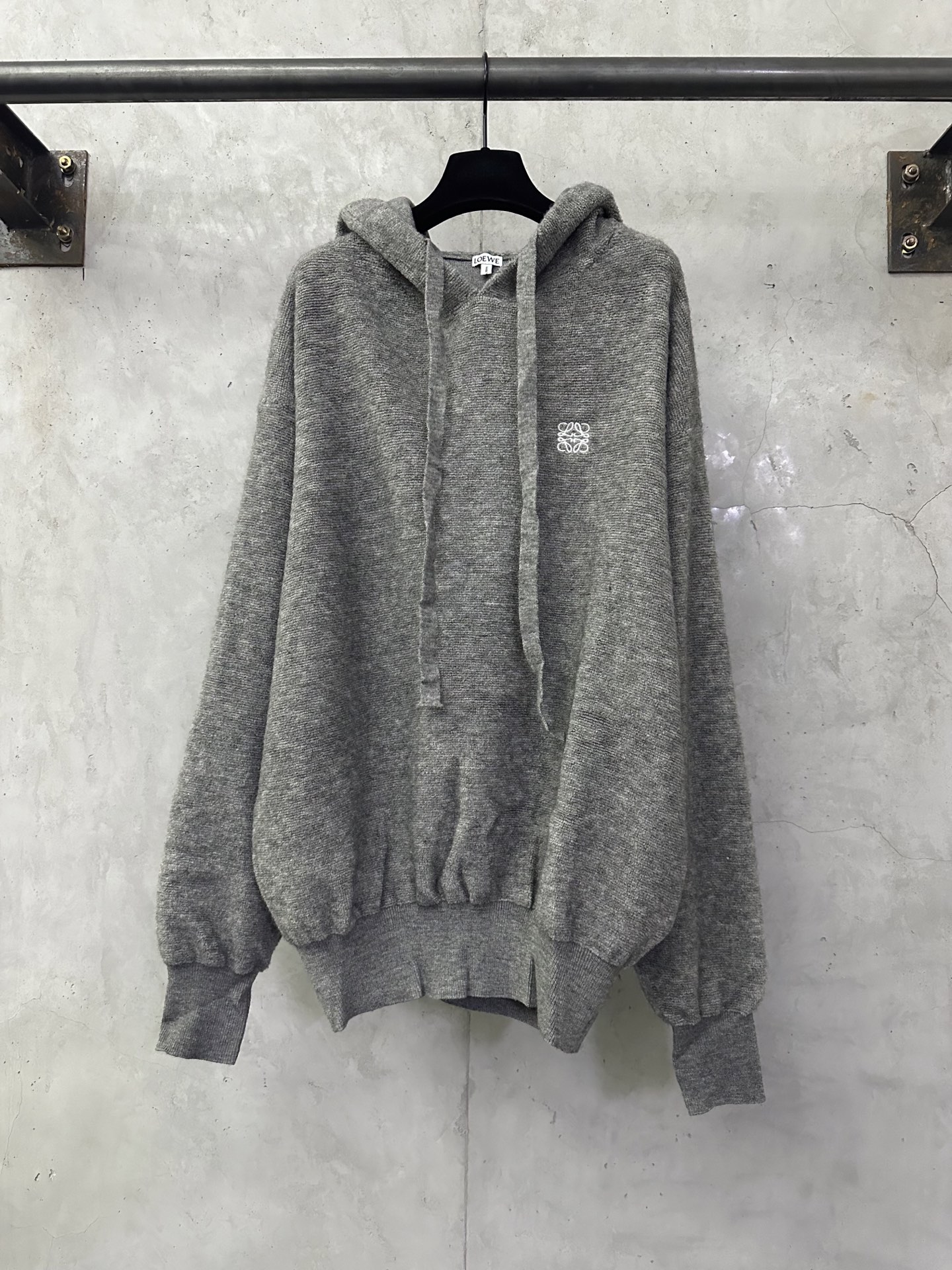 LOEWE 로에베 자수 로고 울 블렌드 후드티 스웨트셔츠 의류