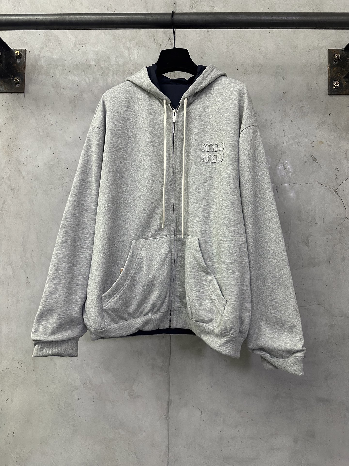 miumiu 미우미우 플레인 니트 후드 집업 양면 자켓 재킷 의류