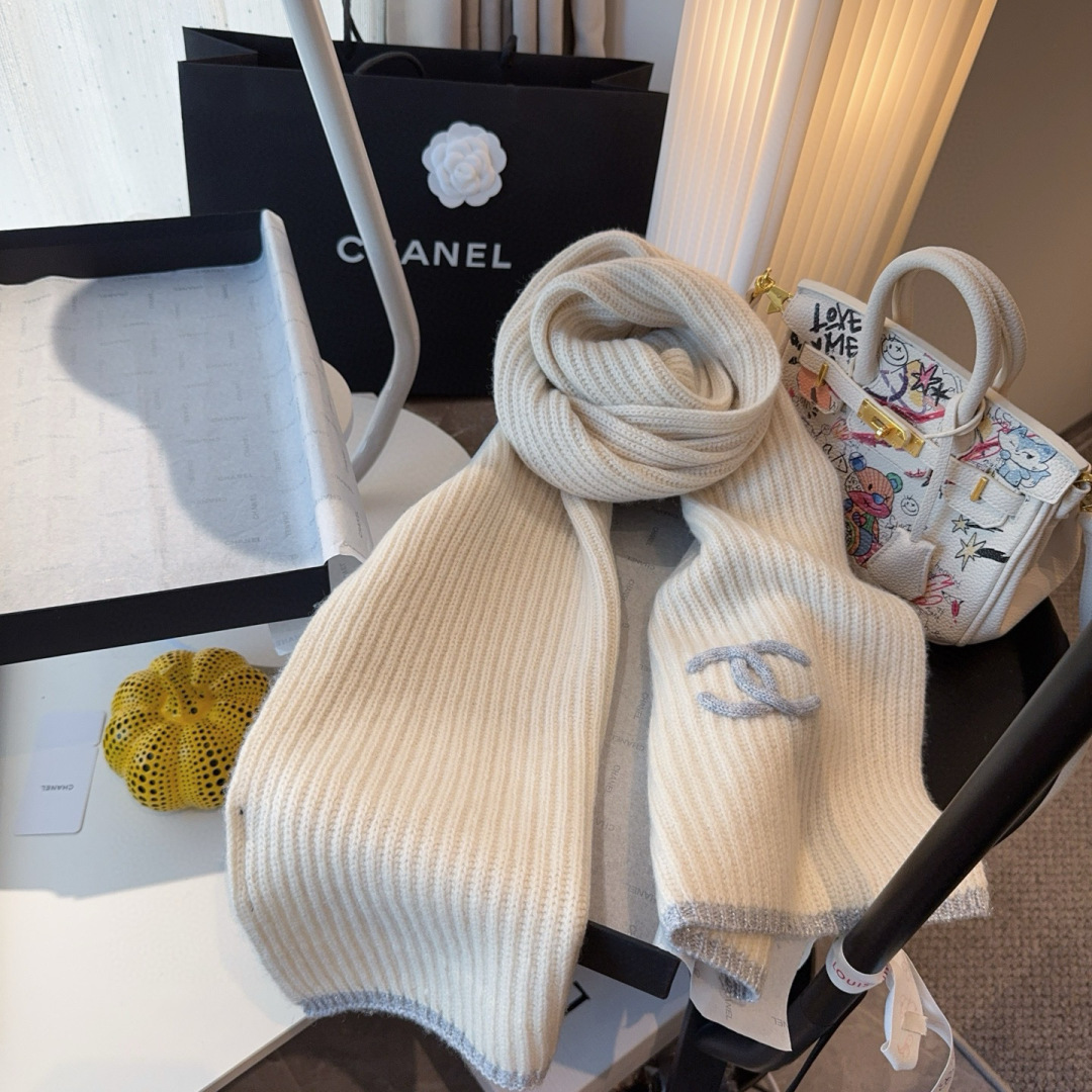 Chanel 샤넬 자수 캐시미어 머플러 목도리