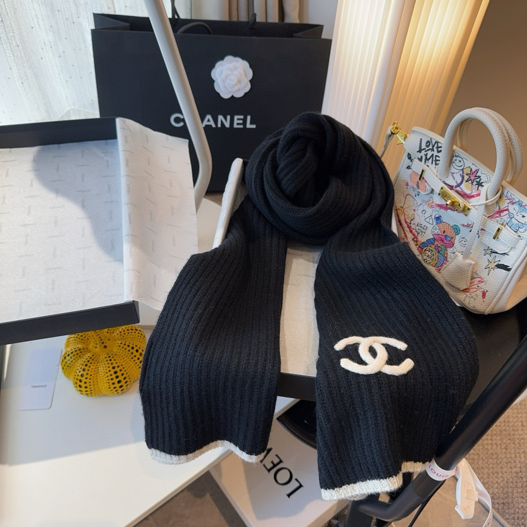 Chanel 샤넬 자수 캐시미어 머플러 목도리