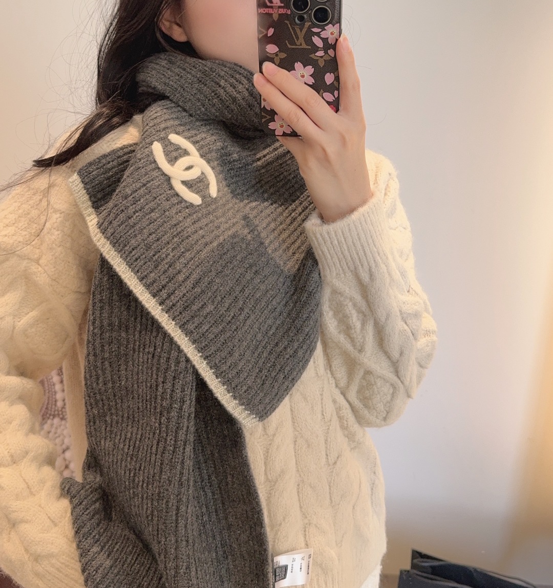 Chanel 샤넬 자수 캐시미어 머플러 목도리