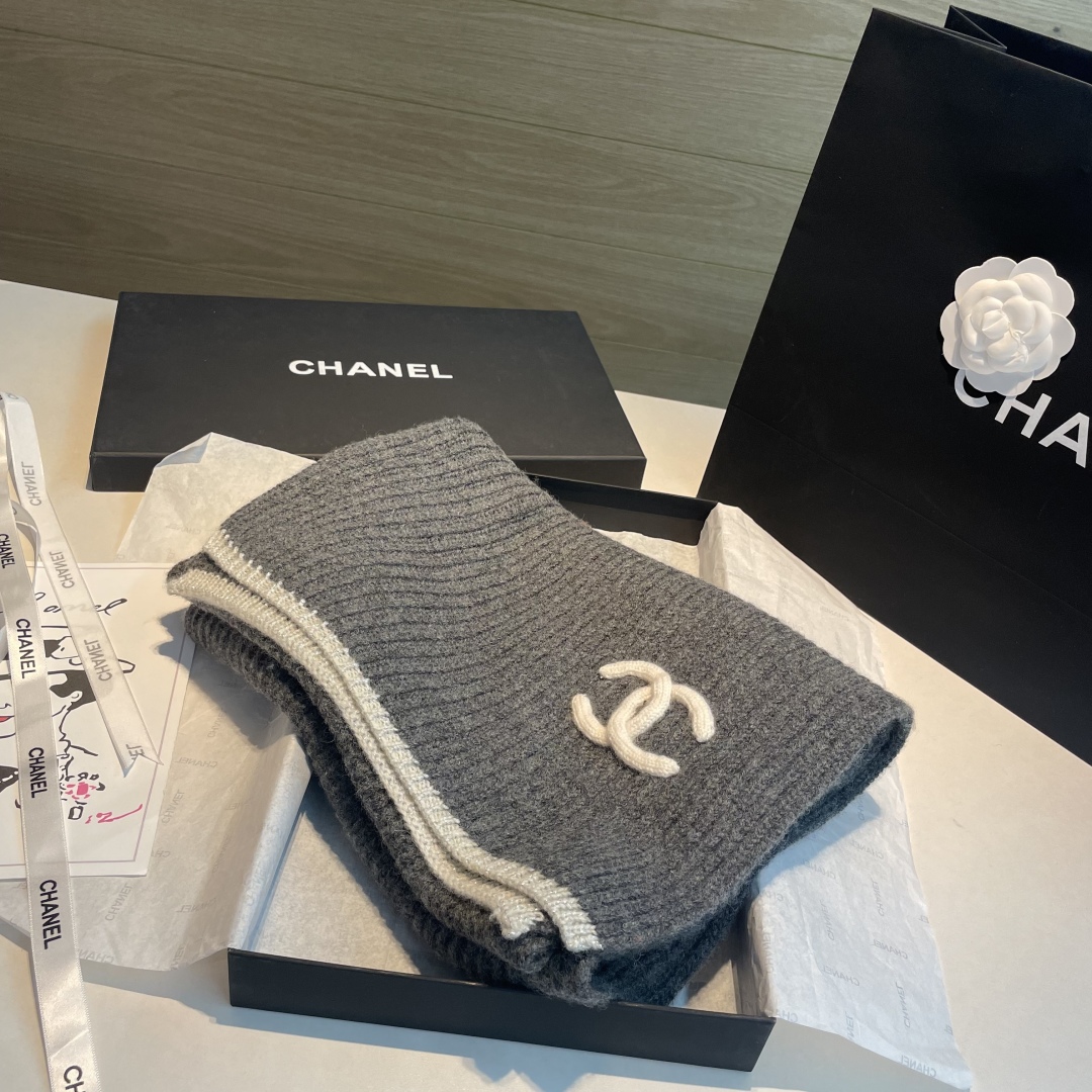 Chanel 샤넬 자수 캐시미어 머플러 목도리