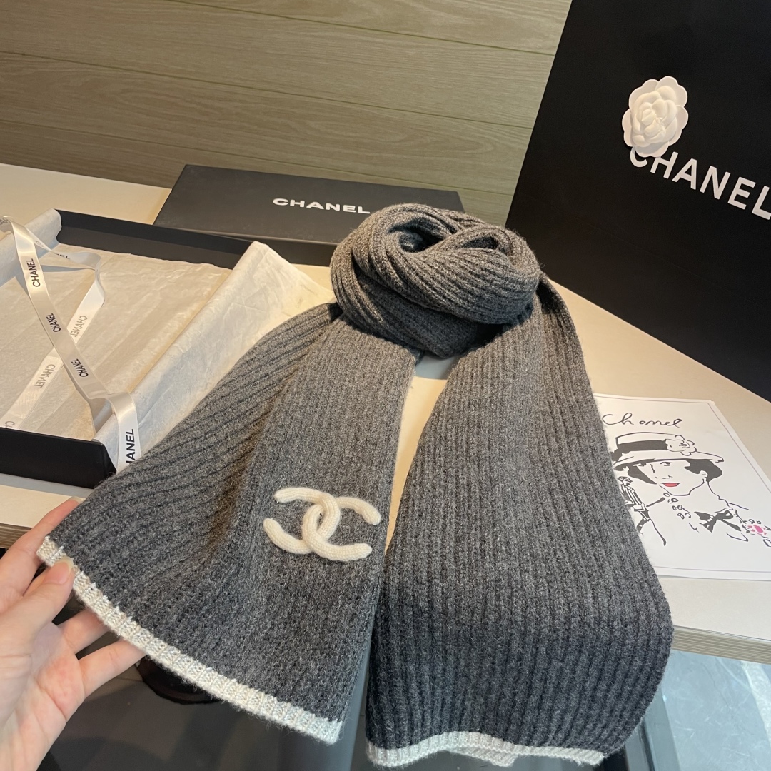 Chanel 샤넬 자수 캐시미어 머플러 목도리