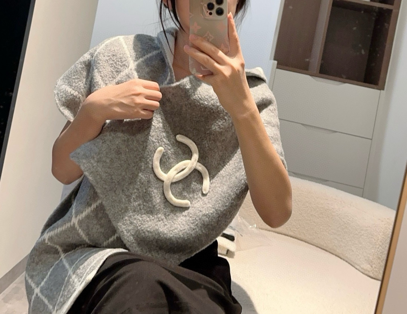 CHANEL 샤넬 캐시미어 니트 스카프 머플러 목도리