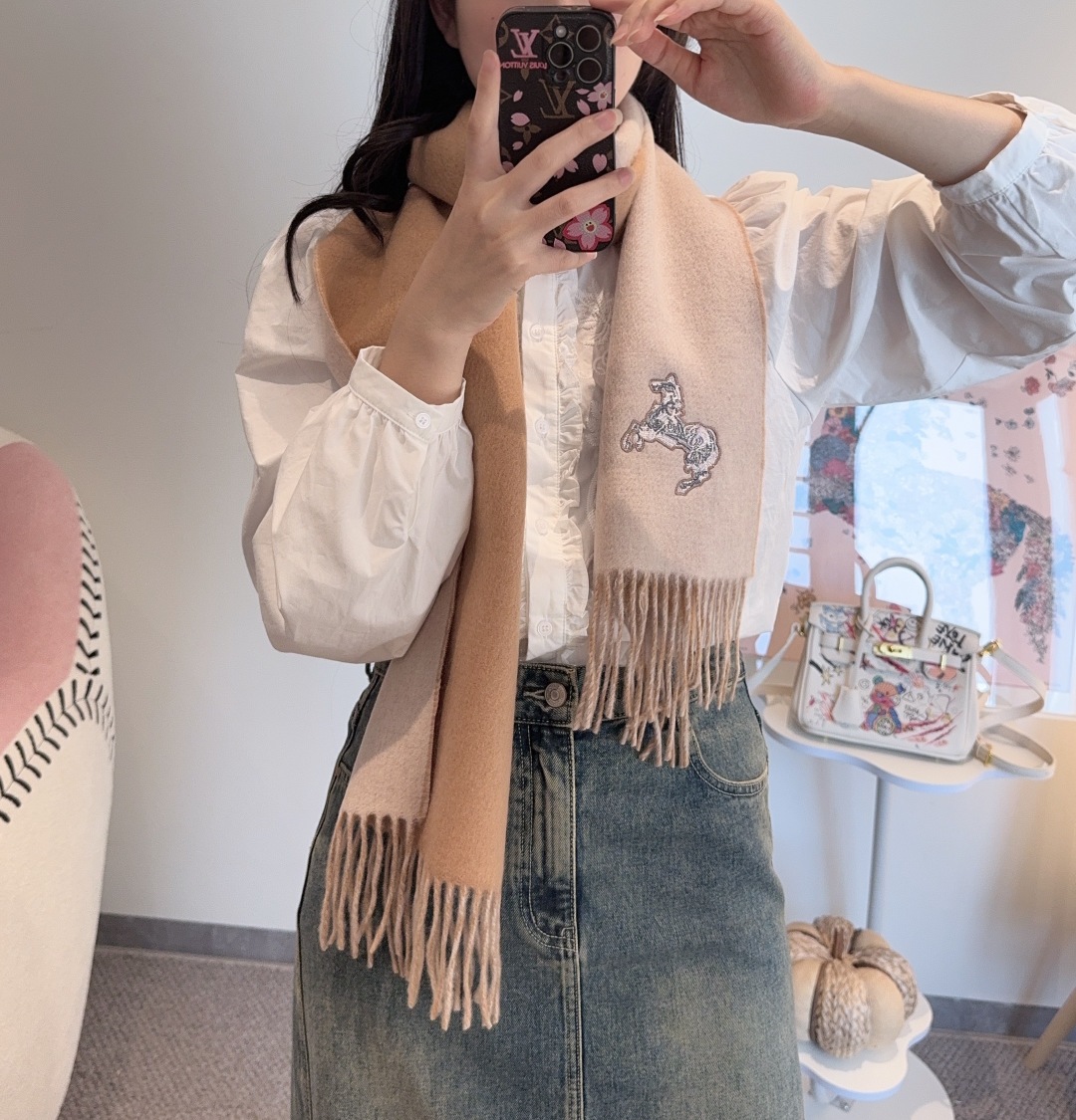 Hermes 에르메스 양면 스카프 머플러 목도리