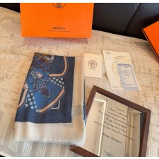 Louis Vuitton LV 루이비통 실버사 실크 울 스카프 머플러 목도리