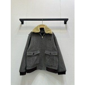 miumiu 미우미우 헤링본 가죽 카라 자켓 재킷 의류