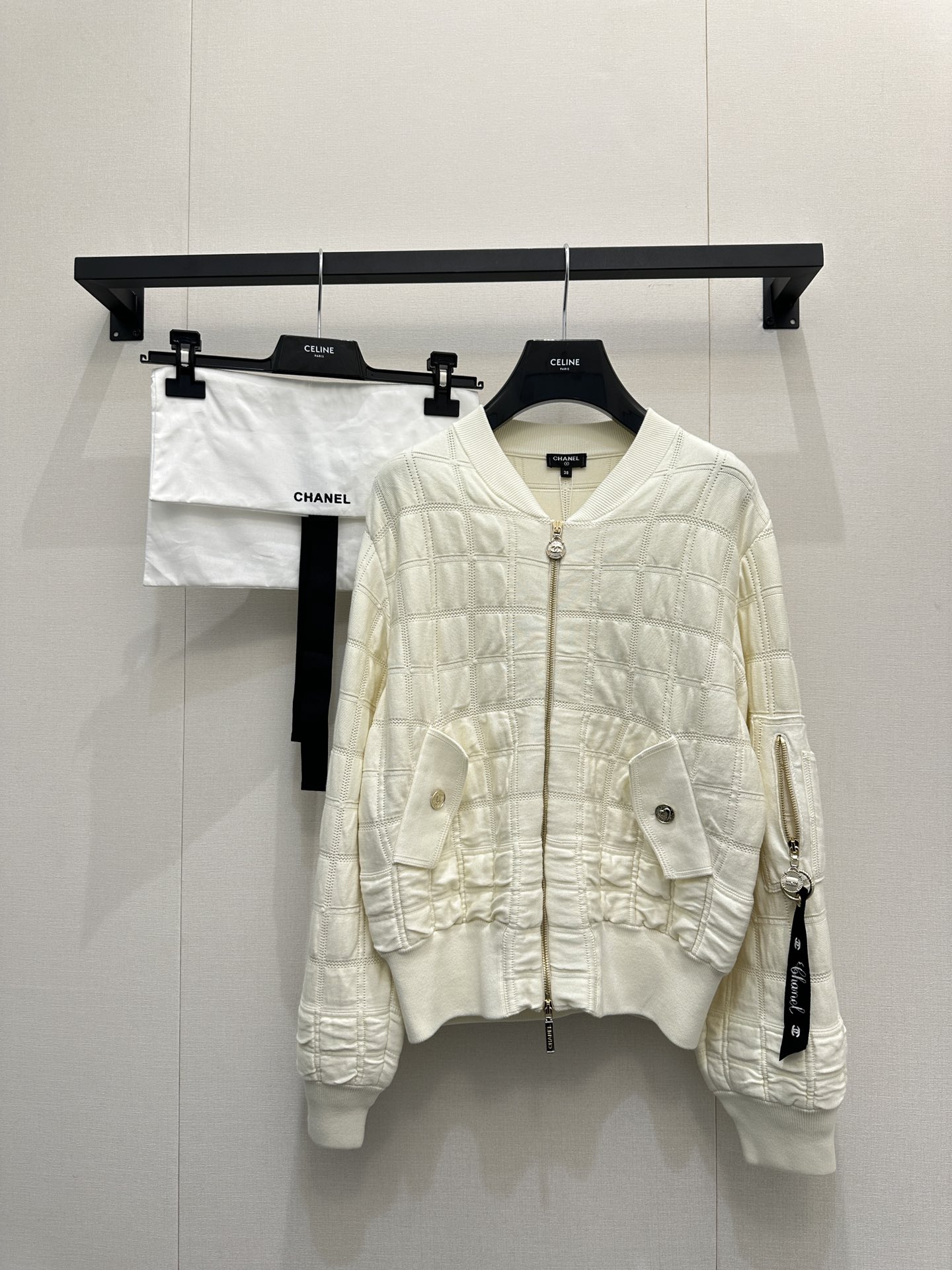 Chanel 샤넬 화이트 다이아몬드 퀼팅 파일럿 재킷 자켓 의류