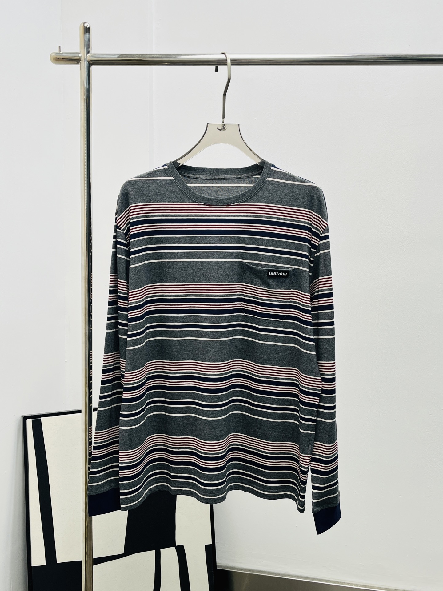 miumiu 미우미우 빈티지 배색 스트라이프 긴팔 티셔츠 의류