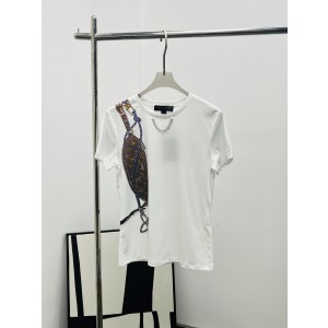 Louis Vuitton LV 루이비통 체인 라운드넥 프린트 반팔 티셔츠 의류