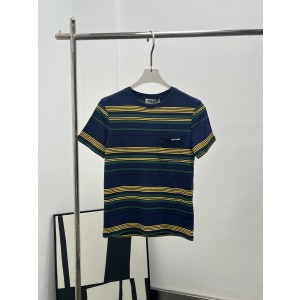 miumiu 미우미우 체크·스트라이프 라운드넥 반팔 티셔츠 의류