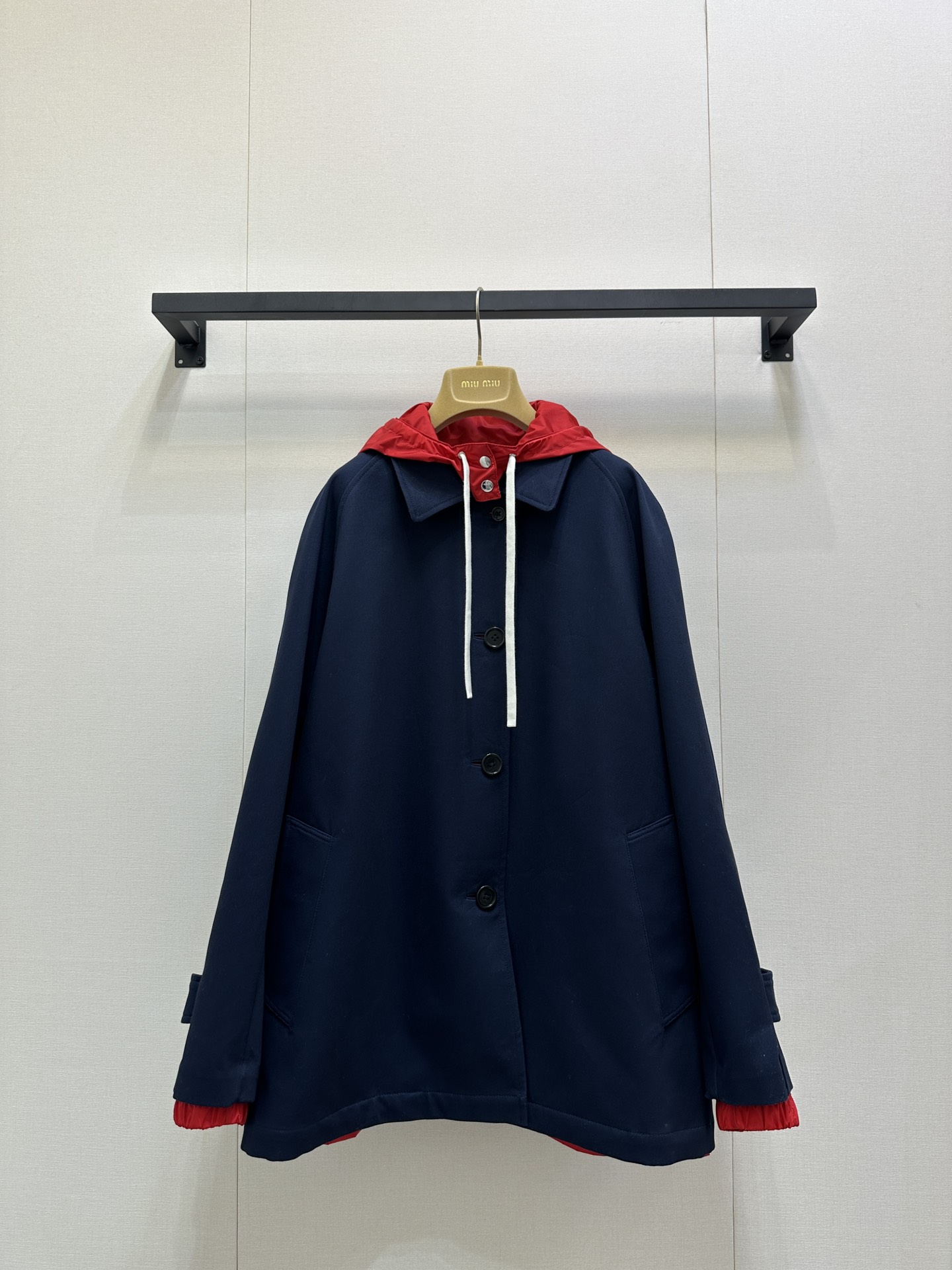 miumiu 미우미우 배색 후드 버튼 양면 코트 의류